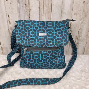 Baggallini Crossbody Bag Purse Teal Geometric Pattern